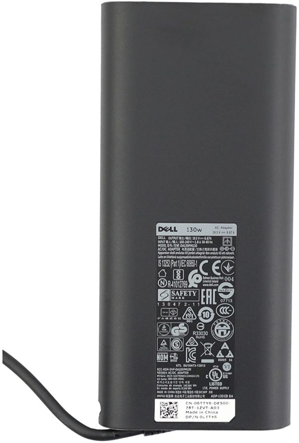 Dell 06 TTY6 130 W AC Adapter for XPS 15 9550 & Precision M3800 2 Dell 130W Laptop Charger AC Adapter for Precision M3800 M2800 XPS 15 9530 9550 Inspiron 7347 7348 7459 - Image 1