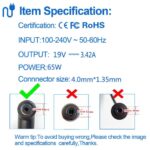 Asus 65W 4.0mm*1.35mm Laptop Adaptor for Asus A42F A52F K53BE K55A K56CA X550CA X450CA X501A U53F - Image 3