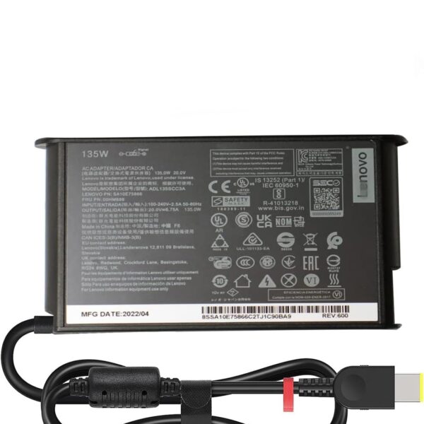 Lenovo 888015030 135W Laptop Adapter Charger with Power Cord for Select Models of Lenovo (Slim Tip Rectangular pin)