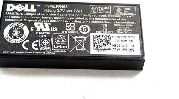 3.7V 7WH FR463 NU209 Laptop Battery compatible with Dell R900 R910 R710 2950 2900 6950 6850 PE1950 PE2950 P9110 U8735 Perc 5i 6i