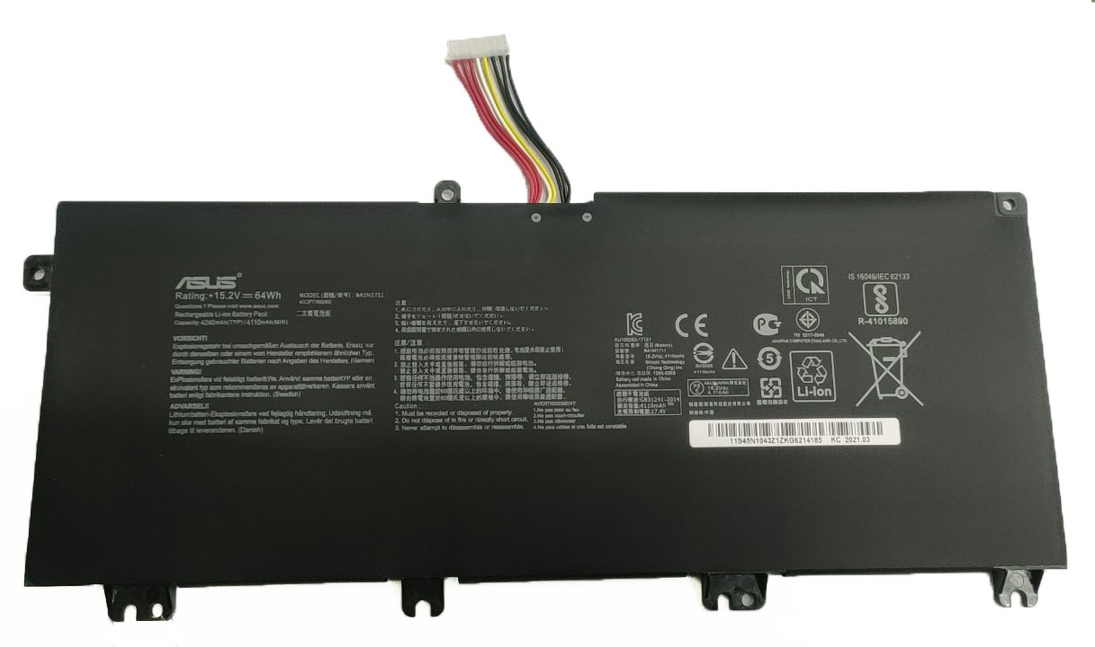 B41N1711-samp.jpg Asus B41N1711 Original OEM 64Whr 4210mAh 15.2V 4 Cell Laptop Battery for Select Asus Laptops - Image 1