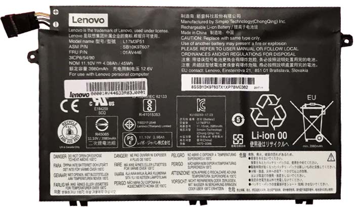 L17_2048x2048.jpg Lenovo L17M3P51 L17M3P52 Laptop Battery For Lenovo E480 E580 E590 E595 01AV447 L17L3P51 01AV445 - Image 1