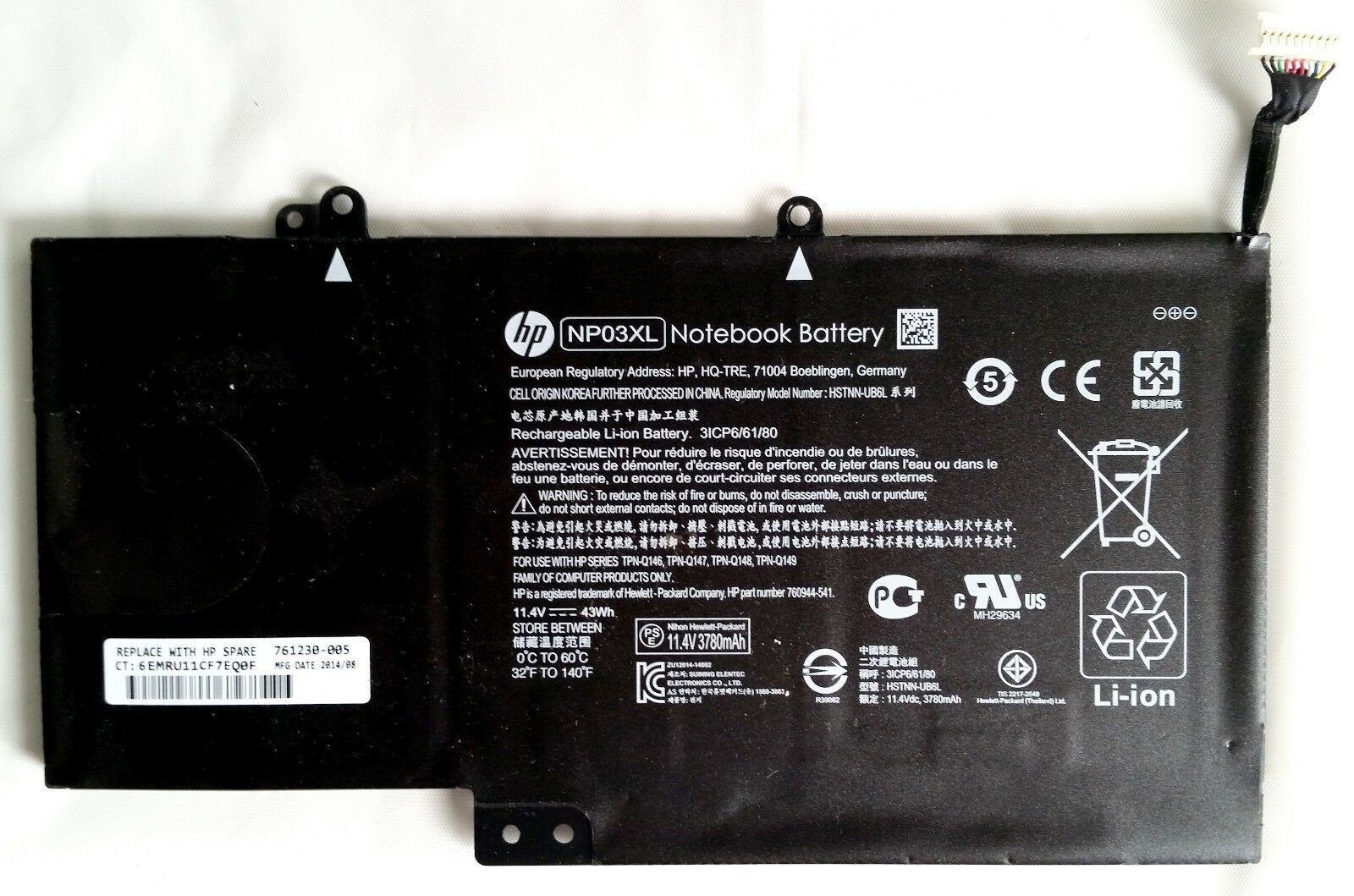 Original-HP-NP03XL-Laptop-Battery.jpg HP NP03XL Laptop Battery for Pavilion 13 X 360 14.8V - Image 1