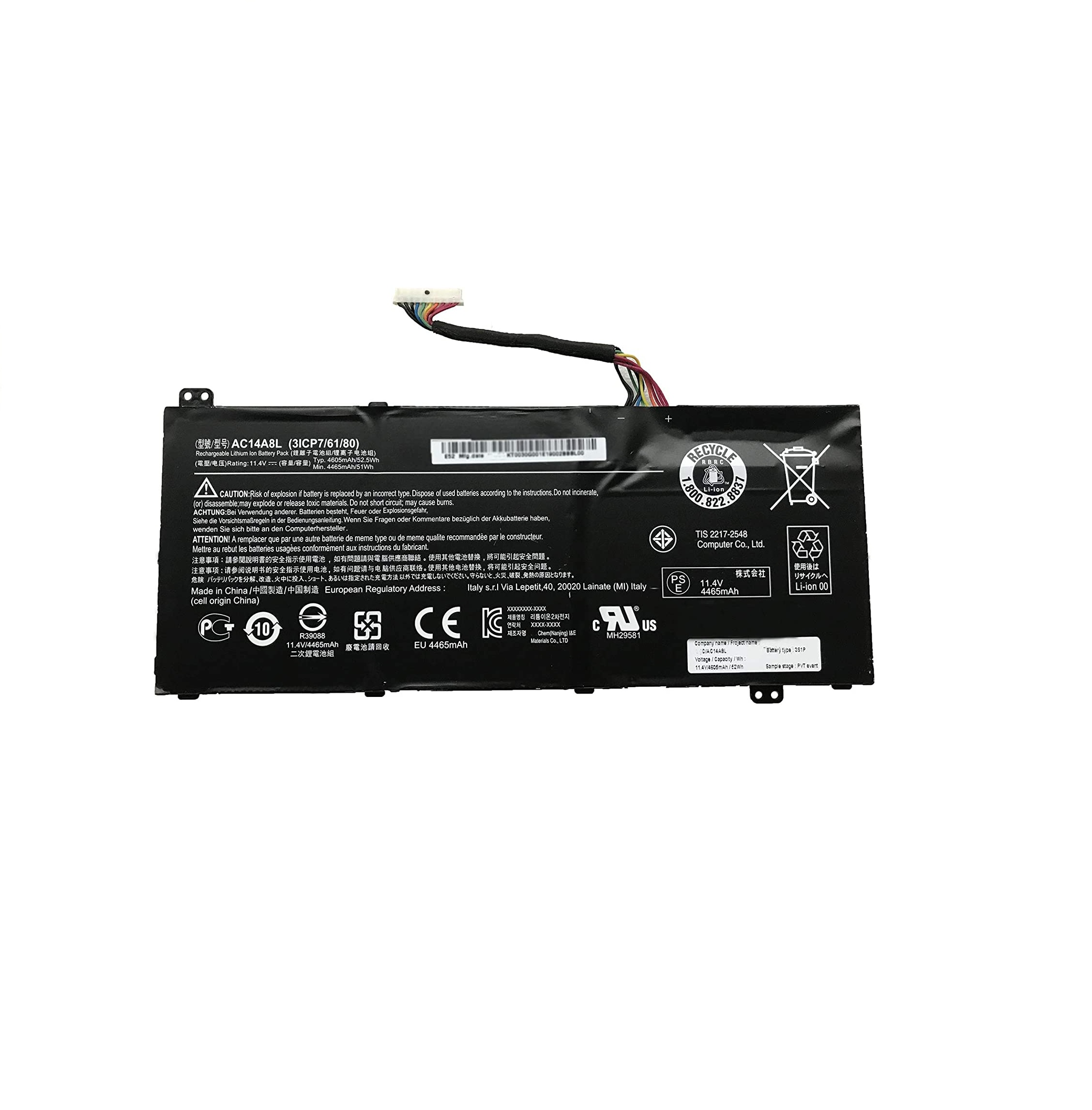 SOLBAT844.png LAPTOP BATTERY FOR ACER AC14A8L - Image 1