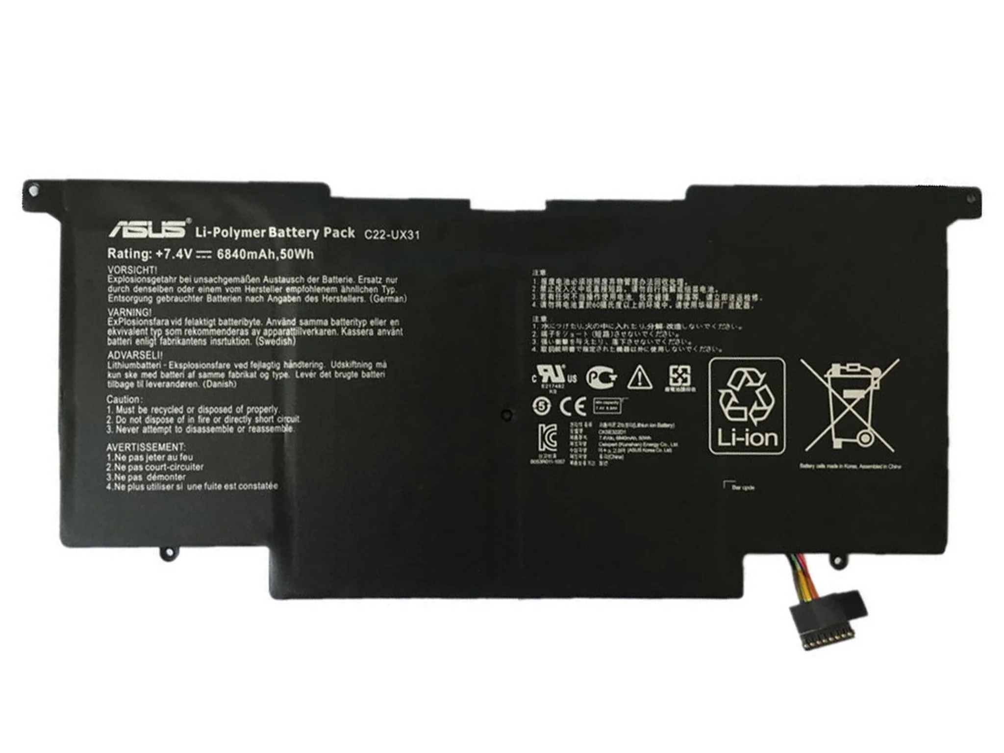 c22ux31__24746.1576036968_2048x2048.webp 7.4V 6840mAh 50Wh C22-UX31 Original Li-polymer Battery compatible with ASUS ZenBook UX31 ZenBook UX31A ZenBook UX31E Ultrabook - Image 1