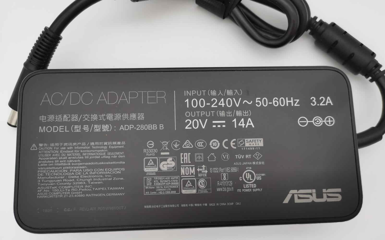 for-Asus-20V-14A-280W-ADP-280bb-6-0-or-7-4-Asus-AC-Adapter-Msi-DELL-HP-Acer-Delta-AC-Adapter-Original_2048x2048.jpg ASUS Original 280W 20V 14A 0A001-00610500, ADP-280BB B Laptop Charger for ASUS G703GI-E5032T - Image 1
