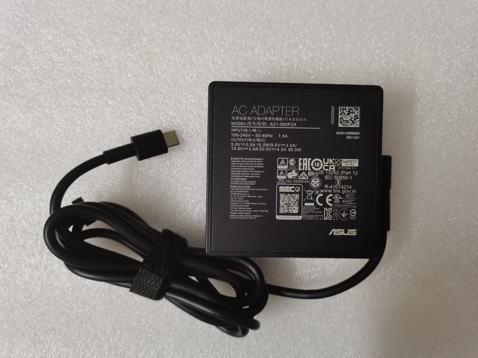 90W.jpg Genuine OEM ASUS 90W USB-C 20V-4.5A TYPE-C ADP-90RE / A21-090P2A - Image 1