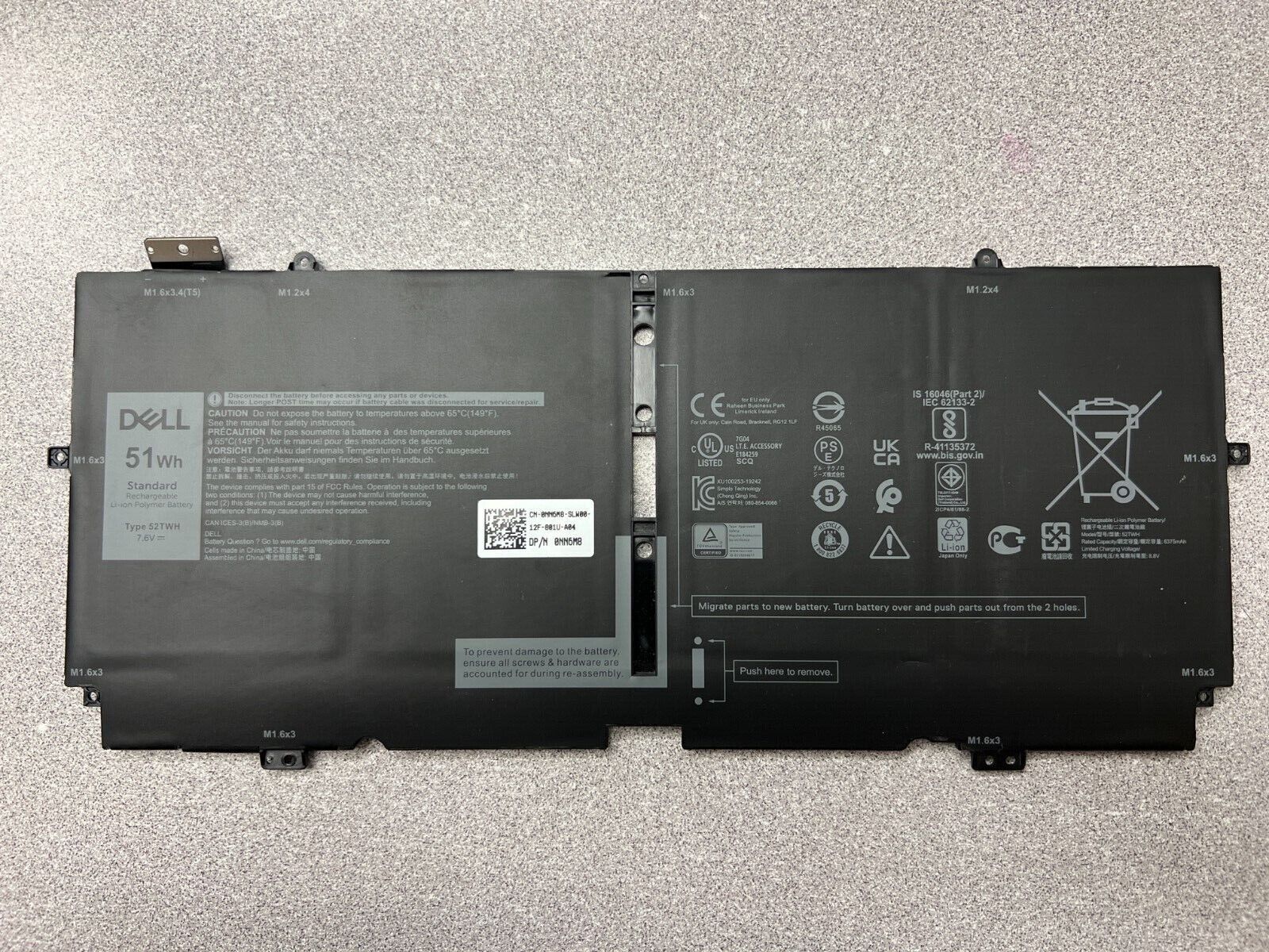 52TWH1.jpg 51WH Original 52TWH Dell XPS 13 7390 2 IN 1NN6M8 XX3T7 Laptop Battery - Image 1