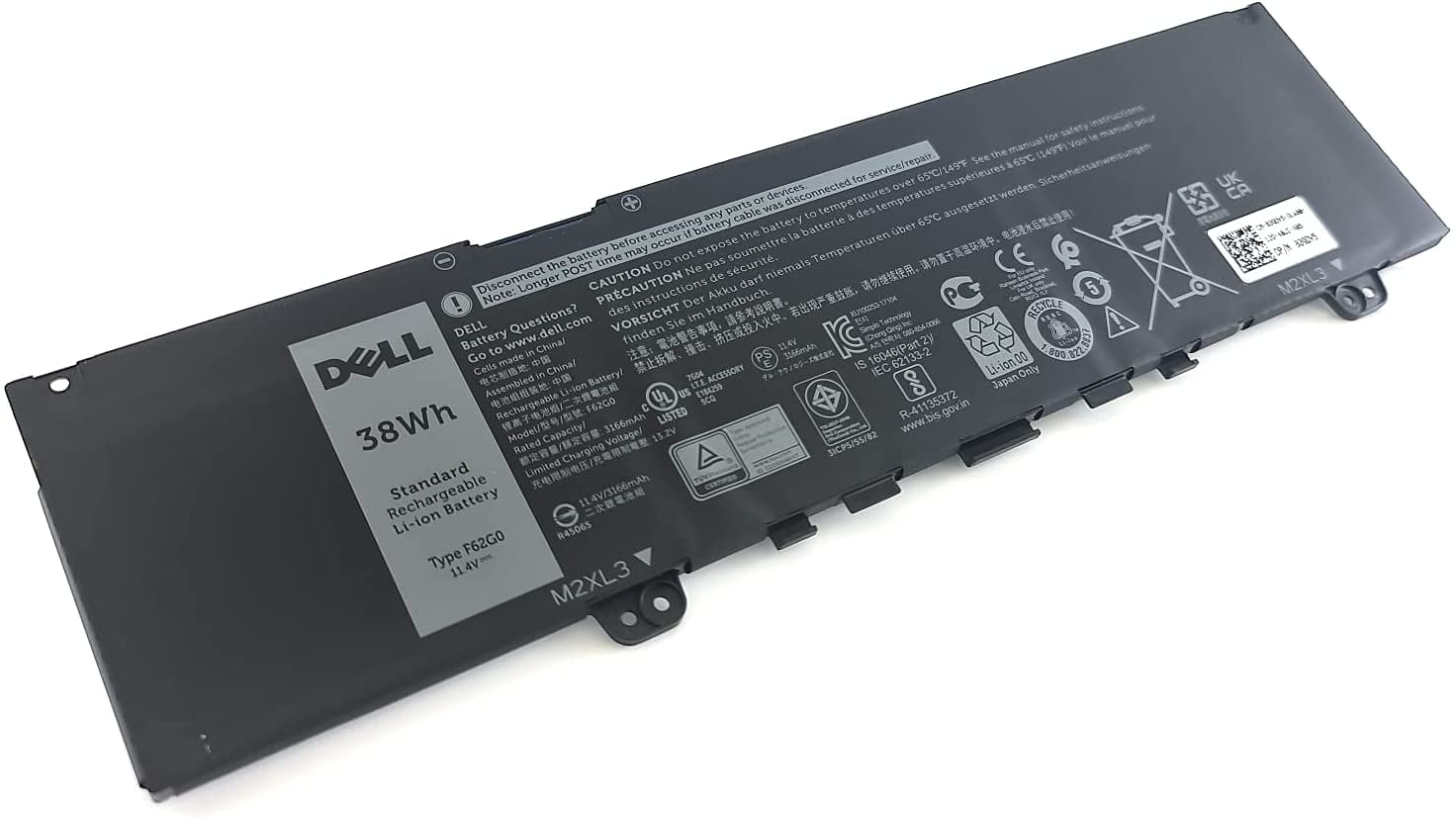 61KxveCHPpL._AC_SL1500__1_2048x2048.jpg Original F62G0 Dell Inspiron 13 (7373) 2-in-1l Inspiron 13 (7370/7373) 38Wh Laptop Battery 0F62G0 - DELL INDIA WARRANTY - Image 1