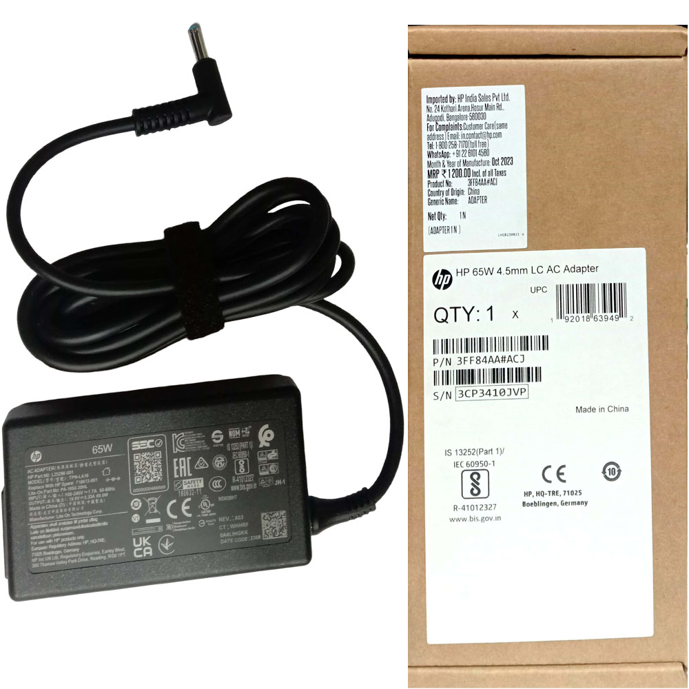 HP-13.3-inch-Series-Laptop-Adapter-Charger-65W-19.5V-3.33A (1) HP 65w Original Laptop Charger - Genuine AC Power Adapter Model No HP Pavilion 15-AC019NS - Image 1