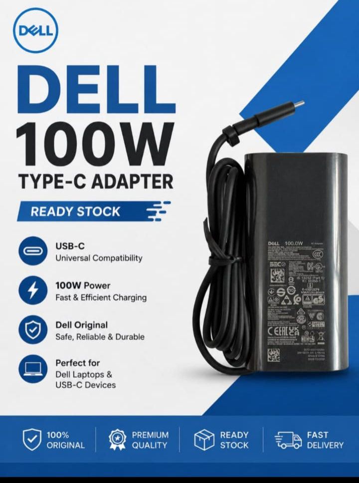 dell 100W type C Adapter (1) crop Dell 100W USB-C AC Adapter - Image 1